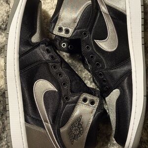 Nike Black and Silver Sneakers with Classic Design air Jordan 1